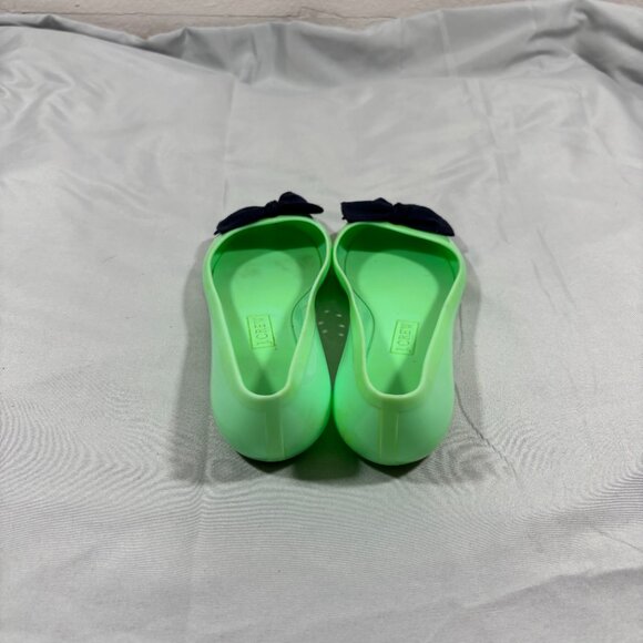 J. Crew Vintage Green And Black Rainy Day Bow Ballet Flats Rubber Jelly Shoes 7 - Picture 4 of 7